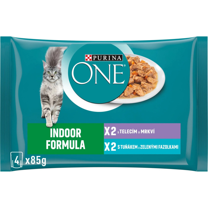 Purina ONE Indoor Formula tuňák telecí 4 x 85 g