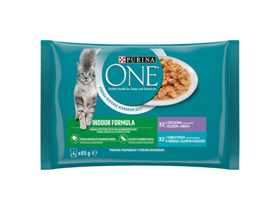 Purina ONE Indoor Formula tuňák telecí 4 x 85 g