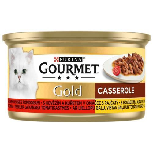 Gourmet Gold Hovězí & kuře v rajčatové omáčce 24x85g