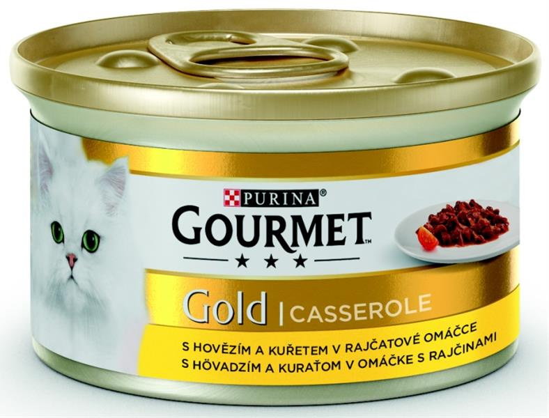 Gourmet Gold Hovězí & kuře v rajčatové omáčce 24x85g