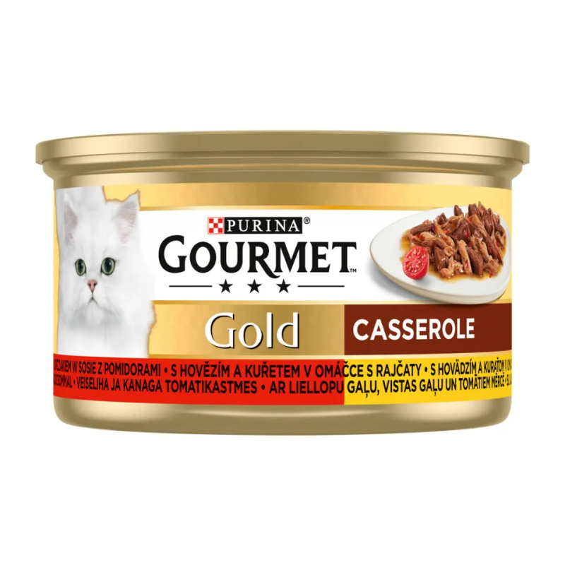 Gourmet Gold Hovězí & kuře v rajčatové omáčce 24x85g