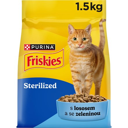 Purina Granule pro kočky Friskies Sterilized losos, tuňák, zelenina 1,5 kg