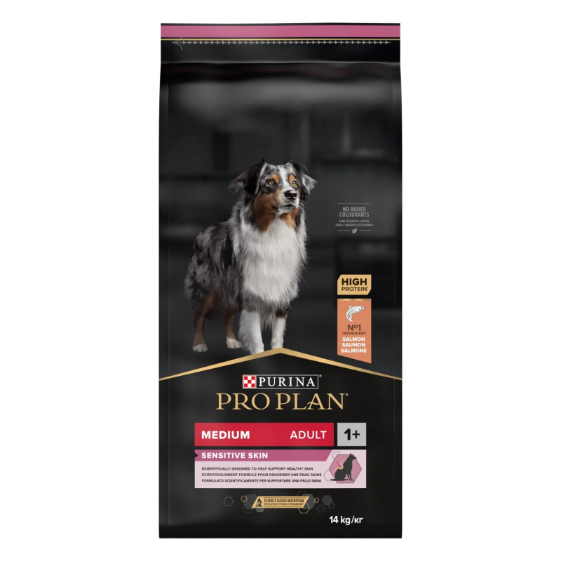 Purina Pro Plan Dog Adult Medium Sensitive Skin losos 14 kg