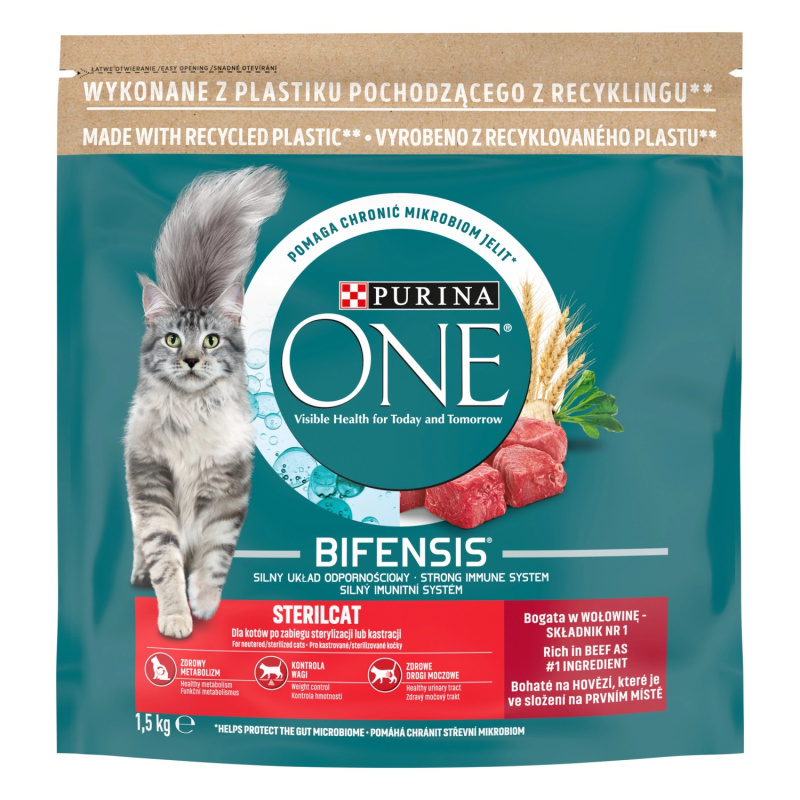 Purina One Granule pro kočky Sterilcat hovězí s pšenicí 1,5 kg