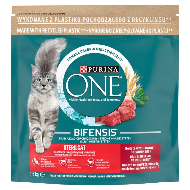 Purina One Granule pro kočky Sterilcat hovězí s pšenicí 1,5 kg