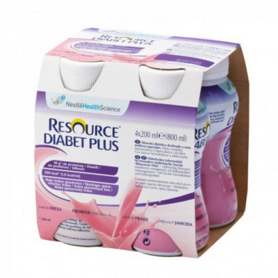RESOURCE Diabet plus jahoda 4 x 200ml