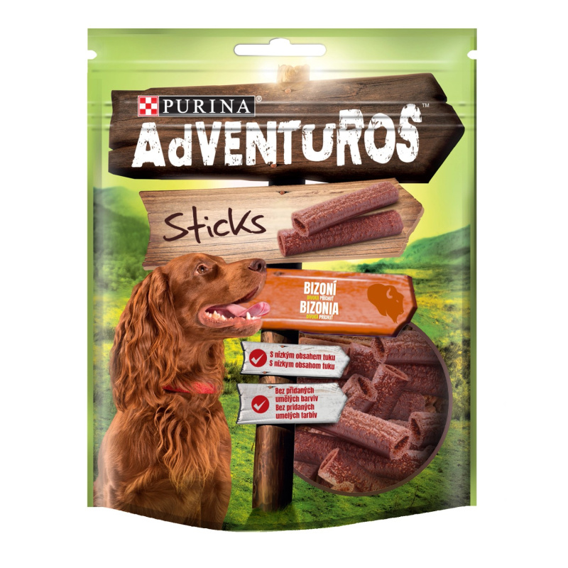 Adventuros snack dog - tyčinky s bizoní přích.  120g