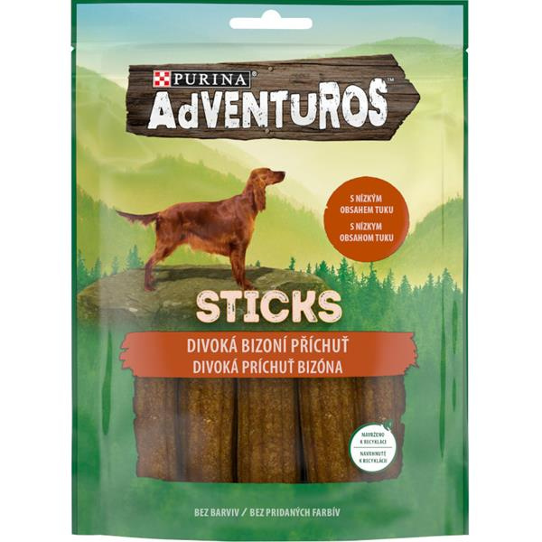 Adventuros snack dog - tyčinky s bizoní přích.  120g