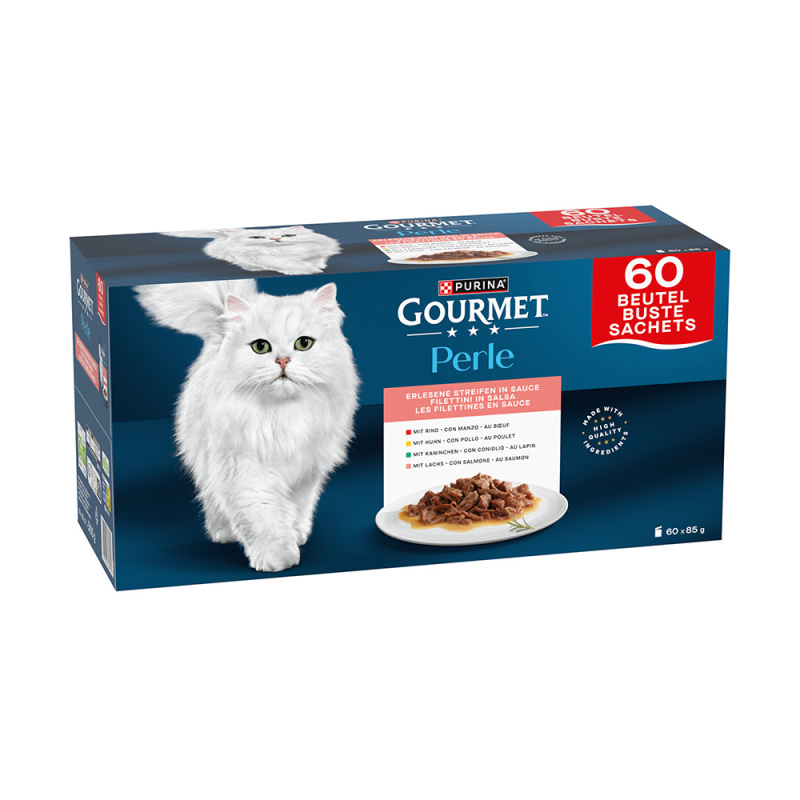 Gourmet Perle Multipack minifiletky ve šťávě pro kočky 60×85 g