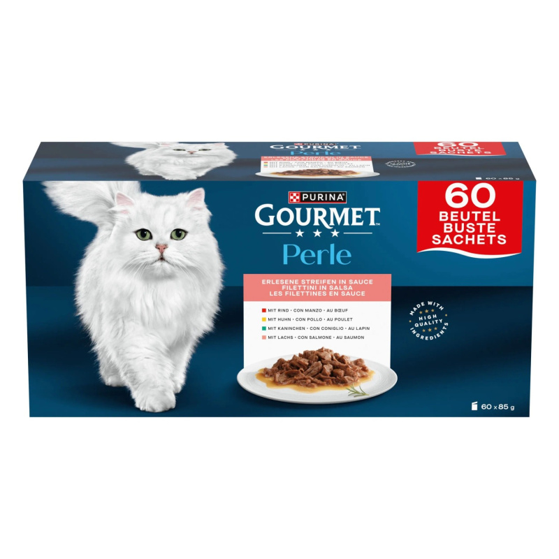Gourmet Perle Multipack minifiletky ve šťávě pro kočky 60×85 g