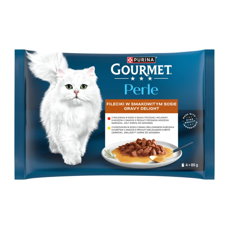 Gourmet Perle Cat kapsička Gravy Delight maso (Multipack 4 x 85 g)