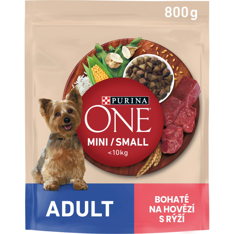 Purina One Granule Mini/Small Dog Adult hovězí s rýží 800 g