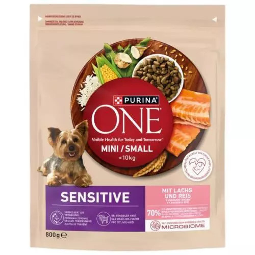 Purina One Granule Mini/Small Dog Sensitive losos s rýží 800 g