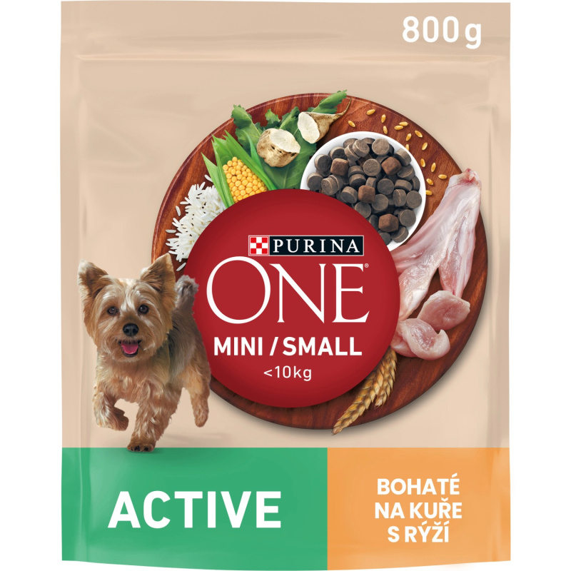 Purina One Granule Mini/Small Dog Active kuře s rýží 800 g