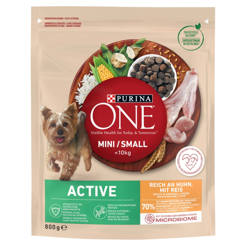 Purina One Granule Mini/Small Dog Active kuře s rýží 800 g