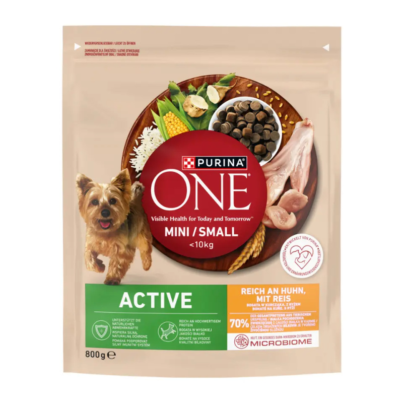 Purina One Granule Mini/Small Dog Active kuře s rýží 800 g