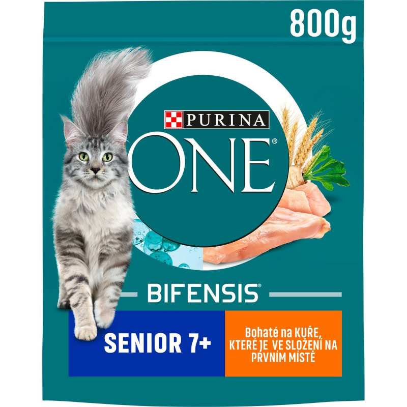 Purina ONE Senior 7+ s kuřetem a celozrnnými obilovinami pro kočky
