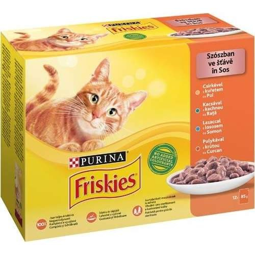 Friskies Cat kapsička Kuřecí/Kachní/Losos/Krůtí ve šťávě 12x 85 g