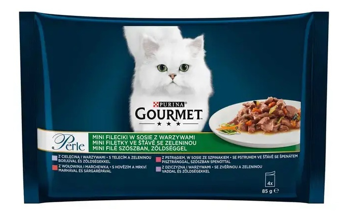 Gourmet Perle mini filetky ve šťávě se zeleninou pro kočky 4x85 g