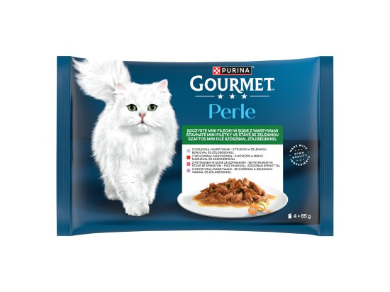 Gourmet Perle mini filetky ve šťávě se zeleninou pro kočky 4x85 g