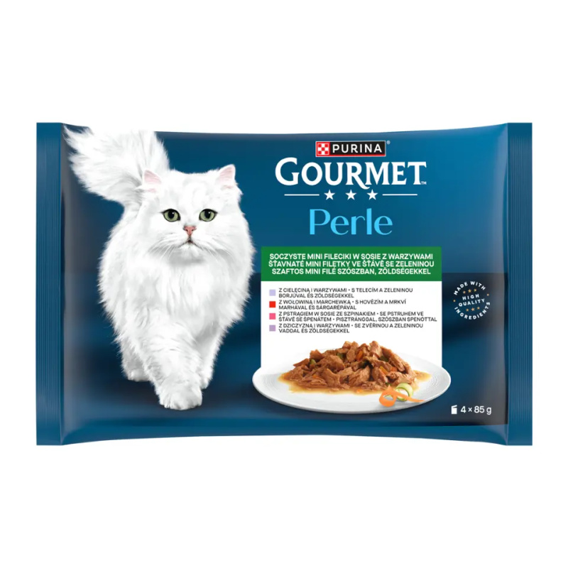 Gourmet Perle mini filetky ve šťávě se zeleninou pro kočky 4x85 g