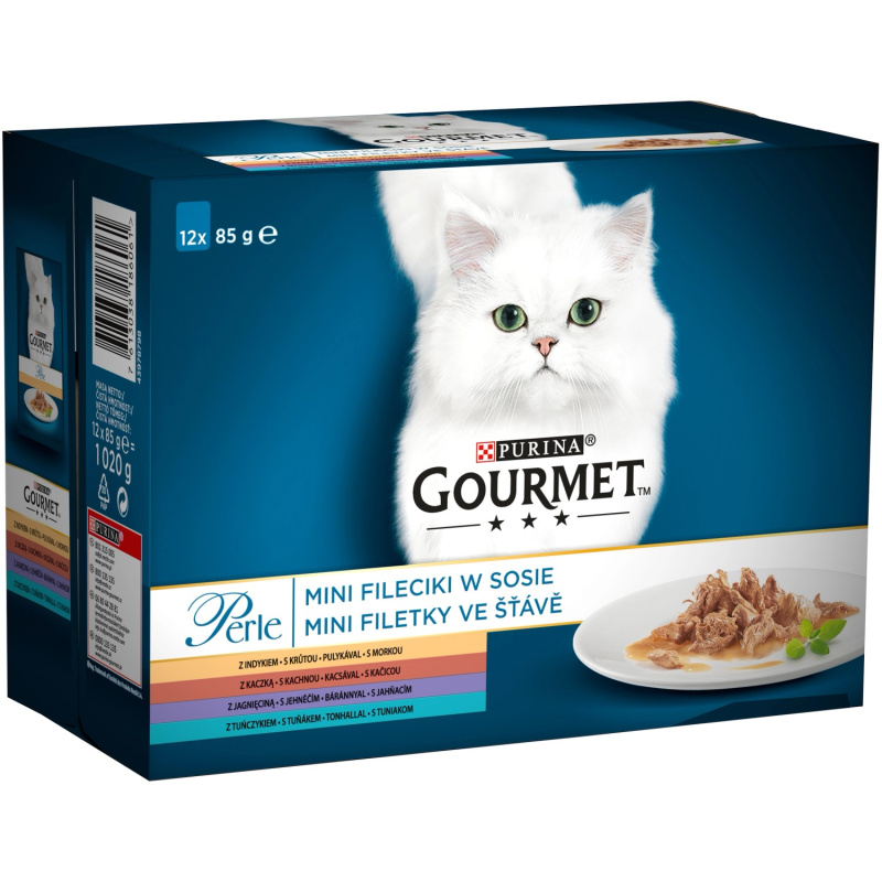 Purina Kapsičky pro kočky Gourmet Mini filetky ve šťávě, krůta, tuňák, kachna, j