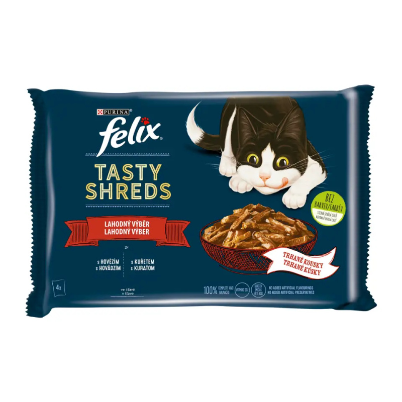 FELIX Tasty Shreds lahodný výběr ve šťávě 4 x 80g