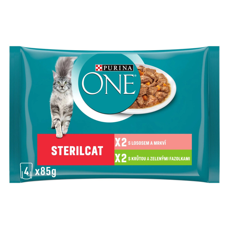 PURINA ONE Sterilcat Kapsičky pro kočky losos, krůta 4 x 85 g