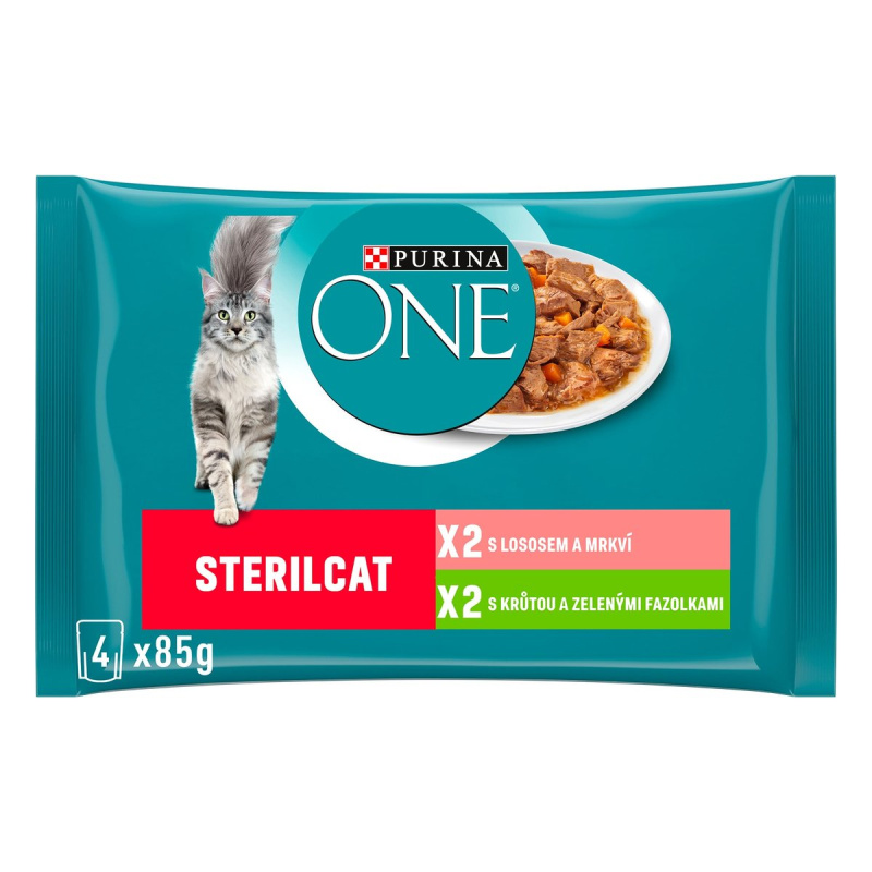 PURINA ONE Sterilcat Kapsičky pro kočky losos, krůta 4 x 85 g