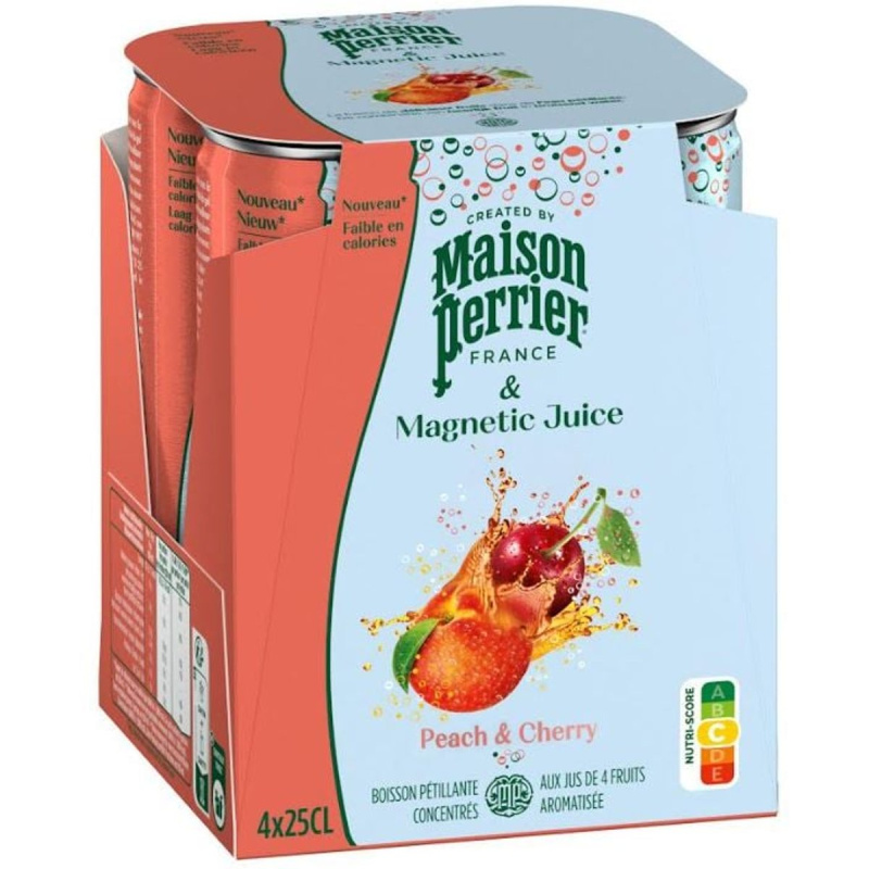 Perrier & Juice Broskev a třešeň multipack 4×250 ml plech