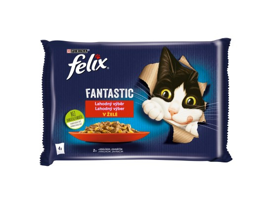 Purina Kapsičky pro kočky Felix Fantastic s králíkem a jehněčím v želé 4 x 85 g