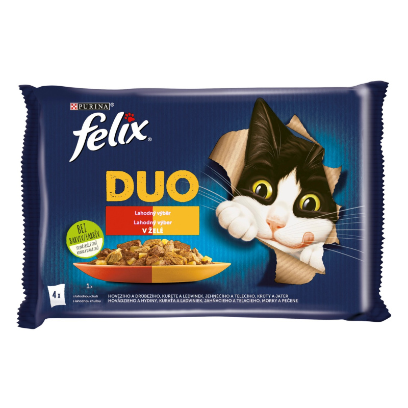 Purina Kapsičky pro kočky Felix DUO lahodný výběr v želé 4 x 85 g