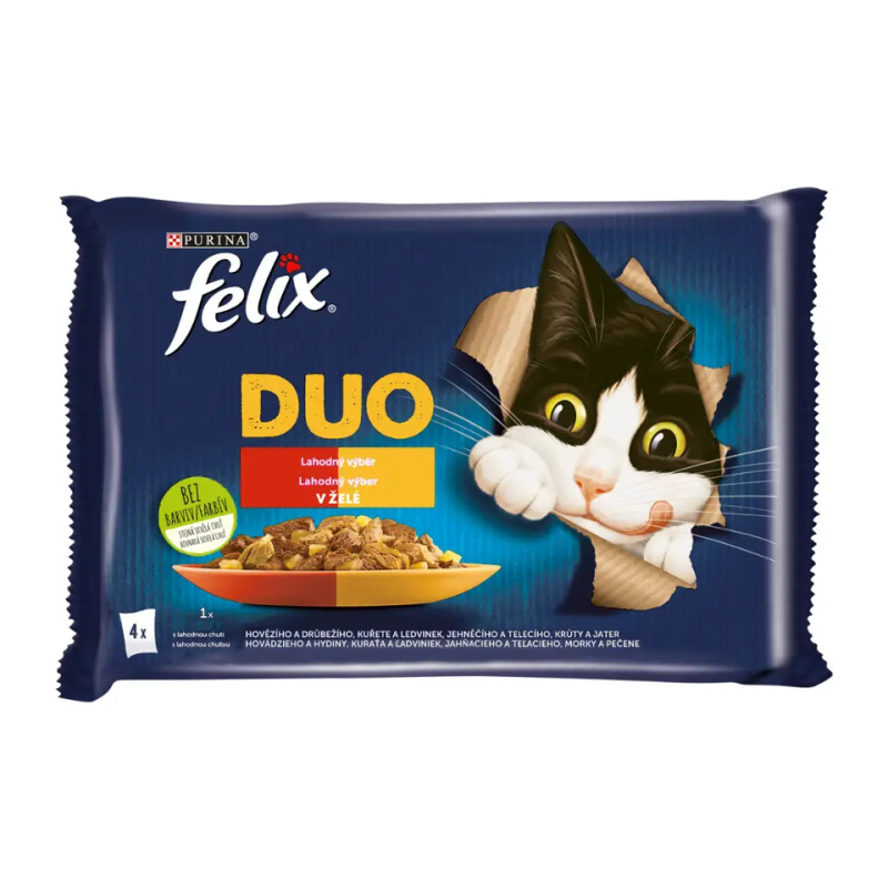 Purina Kapsičky pro kočky Felix DUO lahodný výběr v želé 4 x 85 g