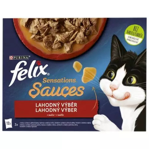 Felix Sensations sauces Lahodný výběr v omáčce pro kočky (12×85 g)