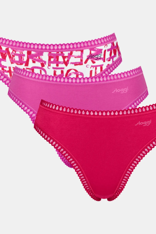 Dámské kalhotky SLOGGI GO CRUSH HIGH LEG C3P M020 ČERVENO-RŮŽOVÝ XL