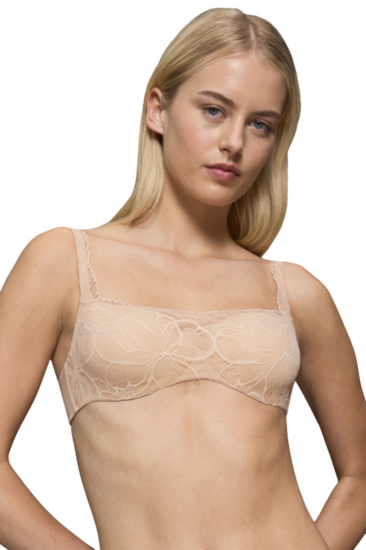 Podprsenka Triumph 10219845 Body Make-Up Illusion Lace Balconette Barva: Béžová, Velikost: 80E