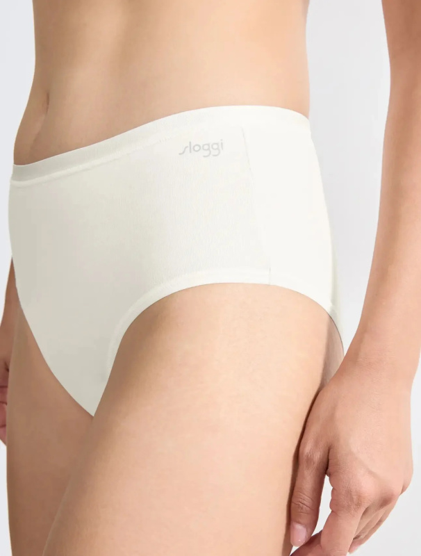 Dámské kalhotky GO Daily Cotton Midi 3P - Sloggi  hedvábně bílá (00GZ) 000L