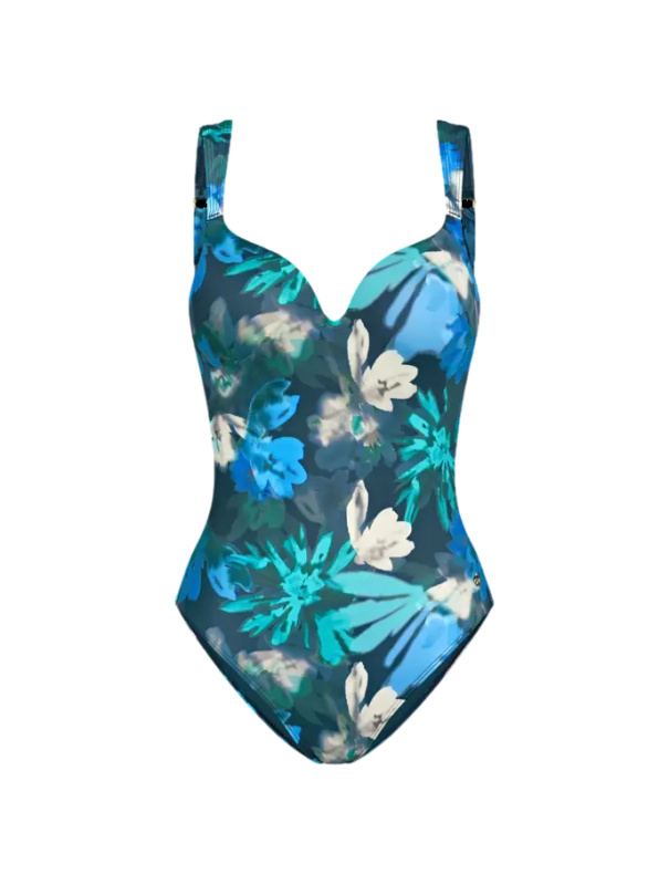 Dámské jednodílné plavky Summer Fleur OWP - Triumph tmavá kombinace tyrkysové (M025) 040B