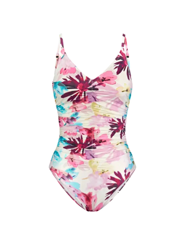 Dámské jednodílné plavky Summer Fleur OP 01 - Triumph tmavá kombinace tyrkysové (M025) 044E
