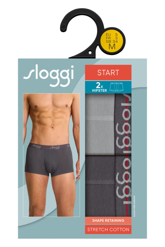 BOXERKY SLOGGI MEN START HIPSTER 2PACK 0034 světle šedá M