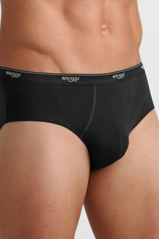 Pánské slipy men Basic Midi - Sloggi černá (0004) 006