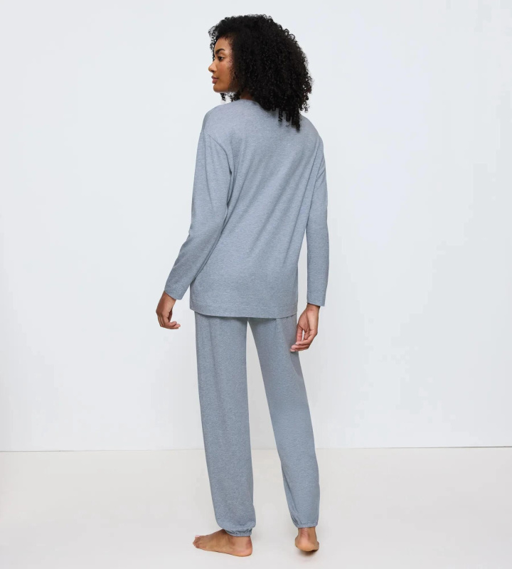 Dámské pyžamo Endless Comfort PK 01 LSL - TRIUMPH světlá kombinace modré (M007) 044