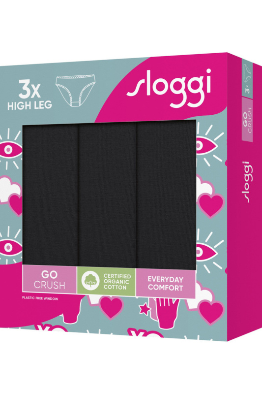 SLOGGI GO CRUSH KALHOTKY S VYSOKOU NOHAVIČKOU 3PACK černá M