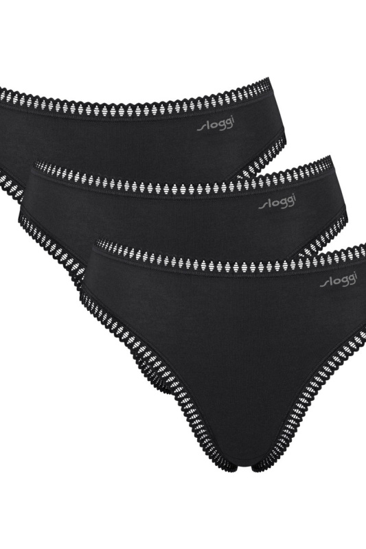 SLOGGI GO CRUSH KALHOTKY S VYSOKOU NOHAVIČKOU 3PACK BLACK černá XL