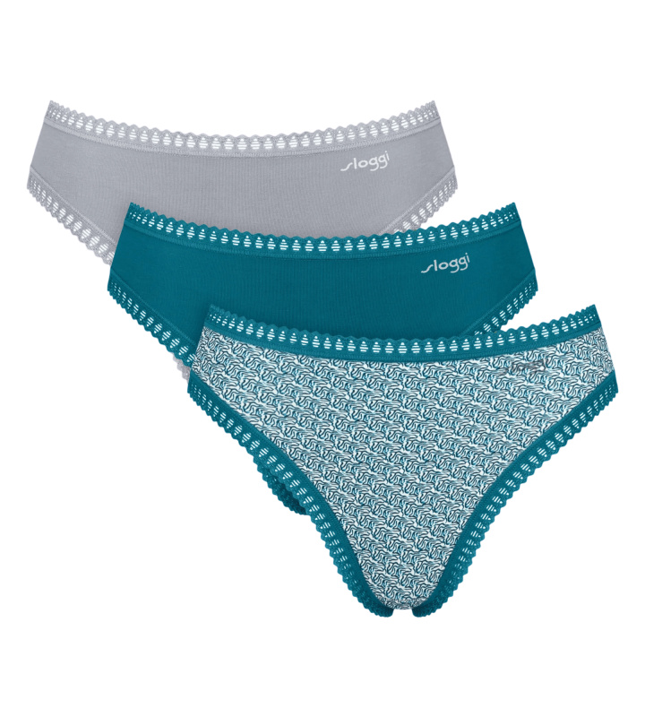 Dámské kalhotky GO Crush High leg C3P - UNKNOWN - tyrkys V022 - SLOGGI Multple Colours 22 XS