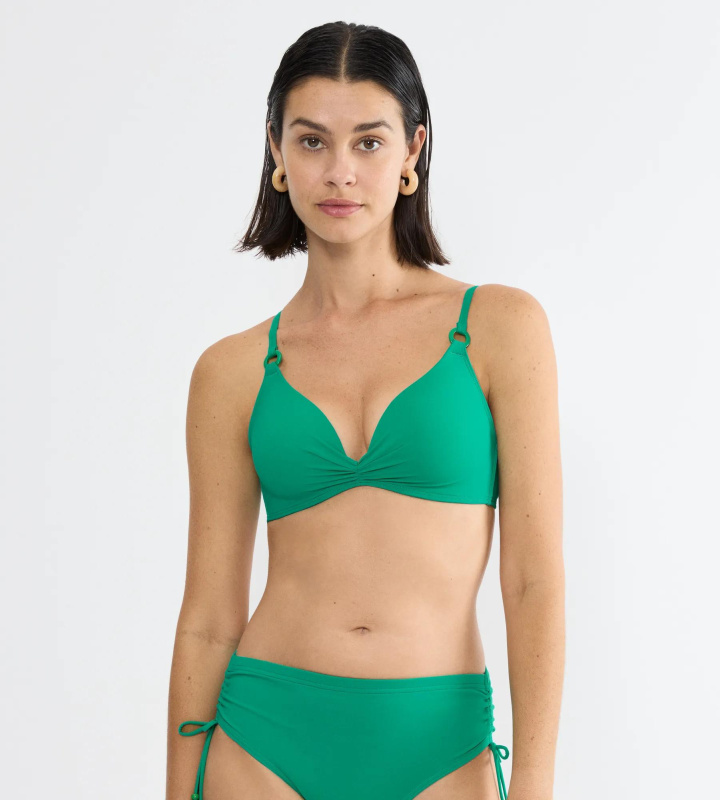 Mix & Match Summer – Vyztužený plavkový top se srdcovým výstřihem Triumph PALM GREEN 44C