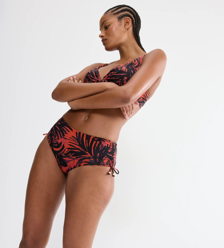 SUMMER PALM - Maxi-bikini spodky: vysoké krytí a nastavitelné boky Triumph BROWN 48