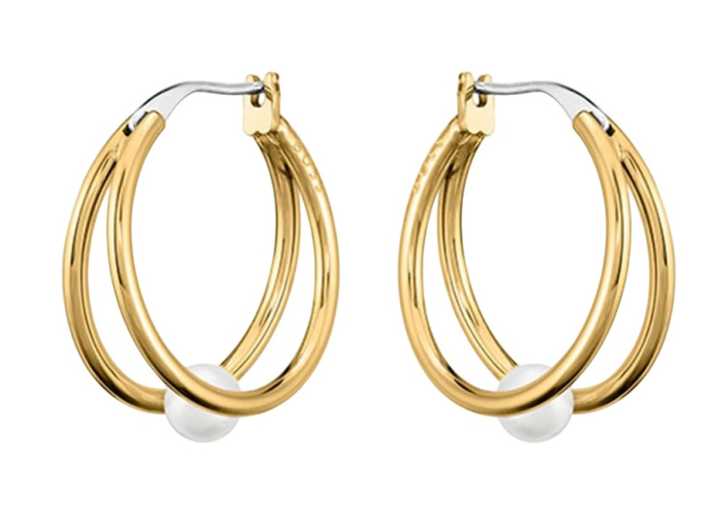 Hugo Boss Něžné kruhové náušnice s perlami Cora 1580267