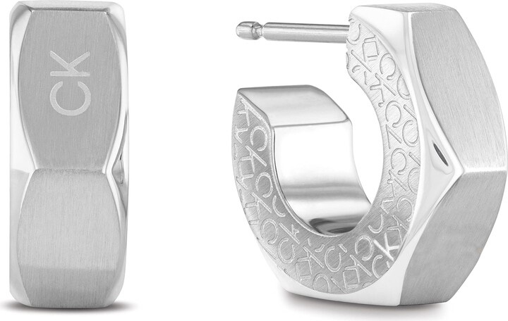 Calvin Klein Ocelové kruhové náušnice Latch 35000263