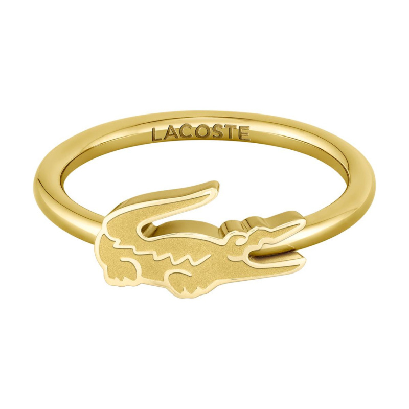 Lacoste Originální pozlacený prsten Crocodile 2040054 52 mm
